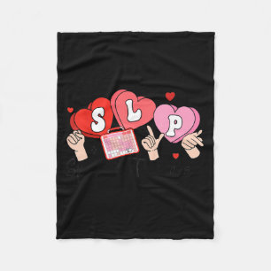 Slp Valentine's Day Speech Language Pathologist St Fleece Blanket