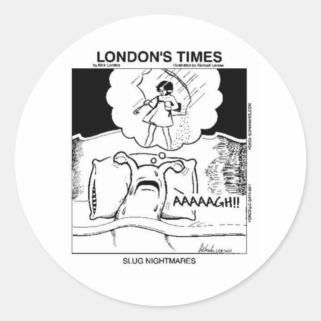 Slug Nightmares Funny Cartoon Gifts & Tees Classic Round Sticker (Front)