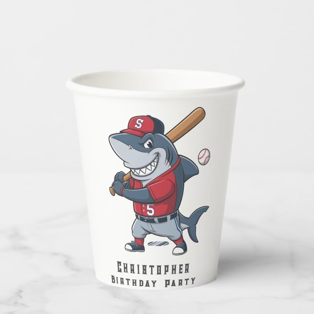 Slugger Shark Birthday Bash Paper Cups (Front)