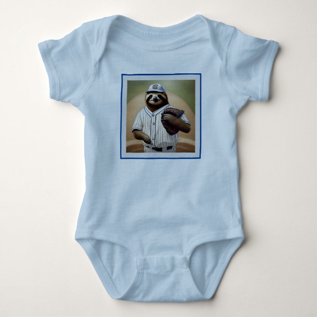 "Slugger Sloth: Slow and Steady at the Plate" Baby Bodysuit (Front)