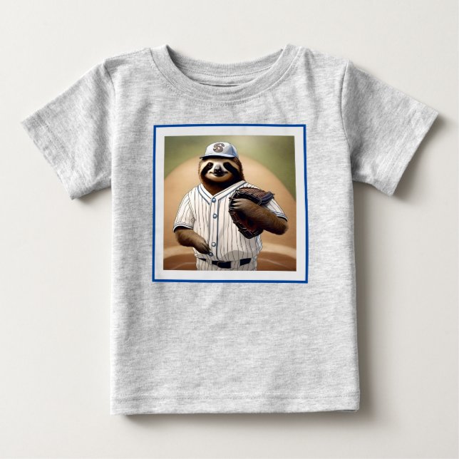 "Slugger Sloth: Slow and Steady at the Plate" Baby T-Shirt (Front)