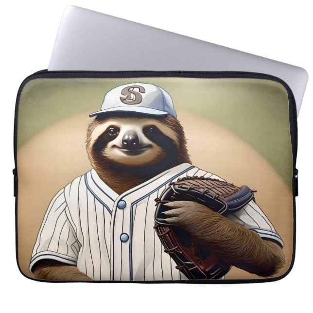 "Slugger Sloth: Slow and Steady at the Plate" Laptop Sleeve (Front)