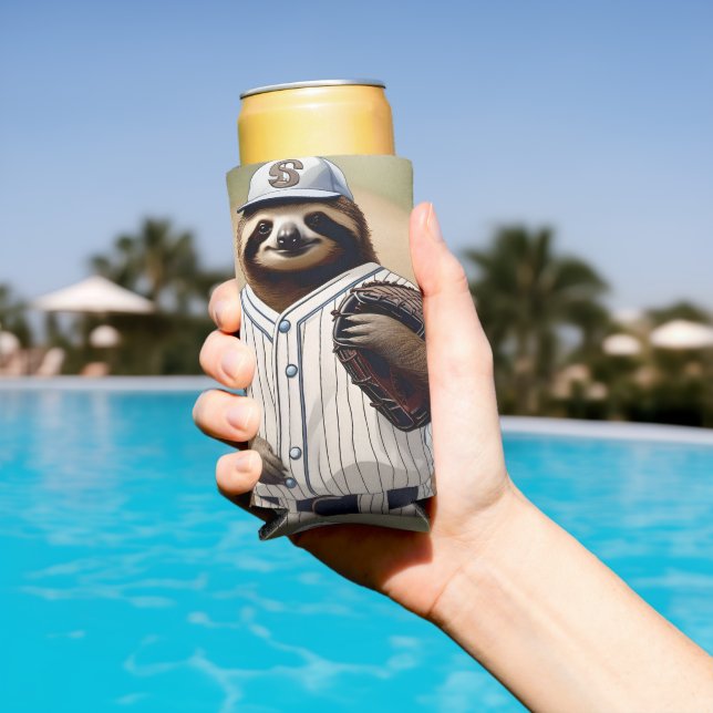 "Slugger Sloth: Slow and Steady at the Plate" Seltzer Can Cooler (In Situ Pool)