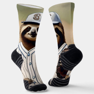 "Slugger Sloth: Slow and Steady at the Plate" Socks