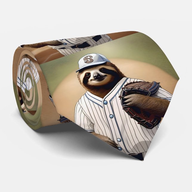"Slugger Sloth: Slow and Steady at the Plate" Tie (Rolled)