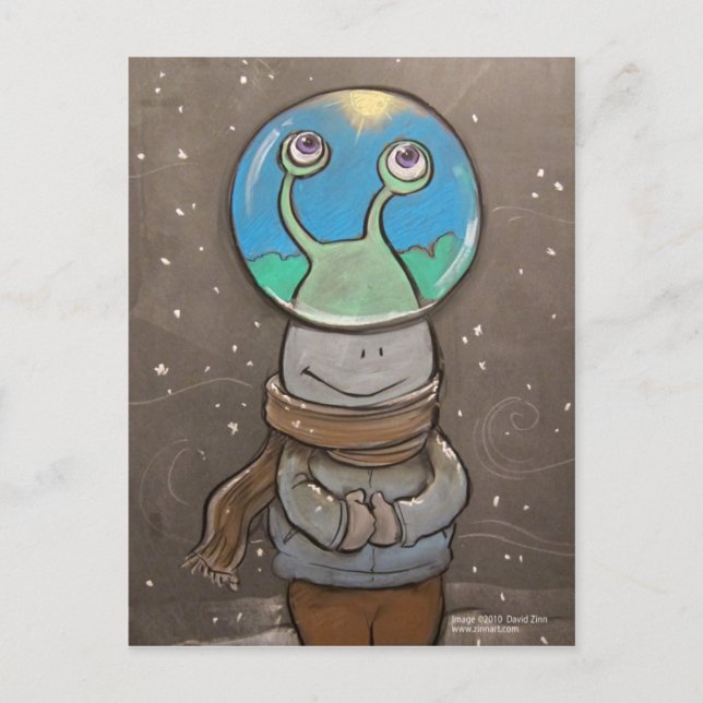 sluggo's anti-snow globe postcard (Front)