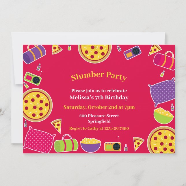 Slumber Birthday Party Flat Invitation (Front)
