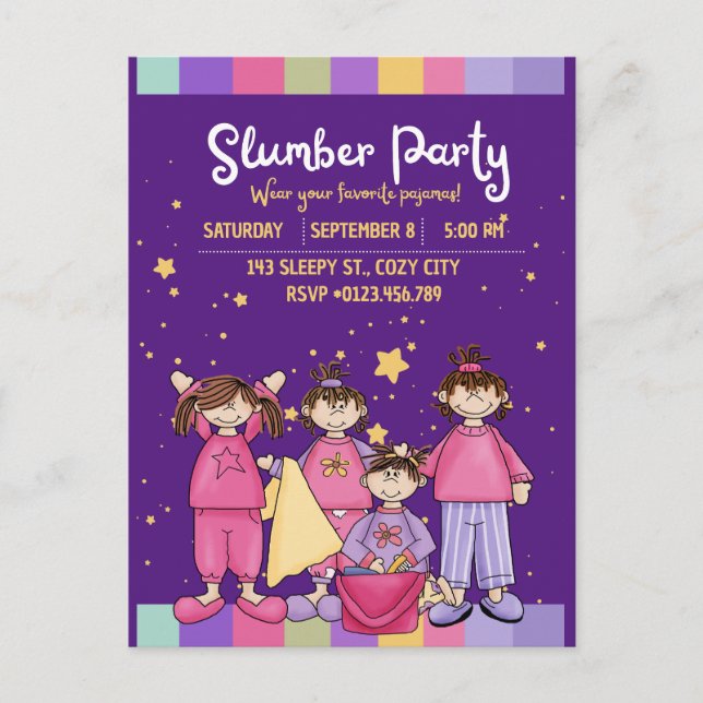 Slumber Birthday Party  Postcard (Front)