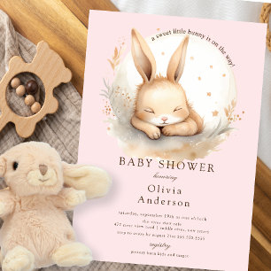 Slumber Bunny Girls Baby Shower  Invitation