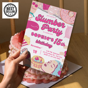 Slumber party 15th birthday invitation girls