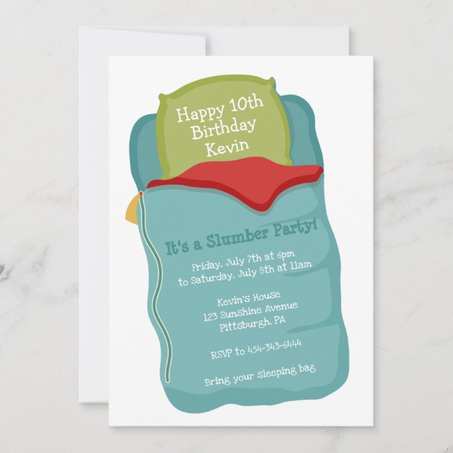 Slumber Party Birthday invitation (Front)