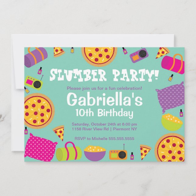 Slumber Party Fun Birthday Invitation (Front)