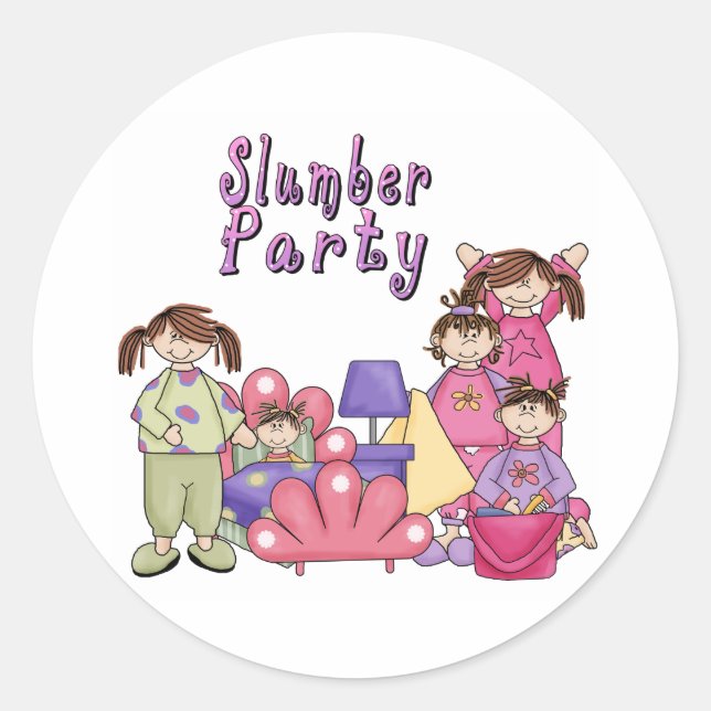 SLUMBER PARTY GIRLS CLASSIC ROUND STICKER (Front)