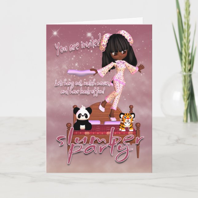 Slumber Party Invitation Card (Front)