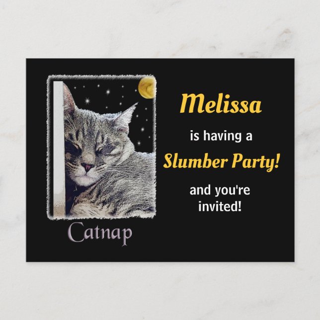 Slumber Party Invitation! Invitation Postcard (Front)