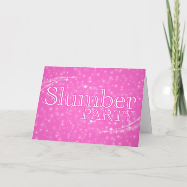 slumber party invitation pink starshine (Front)