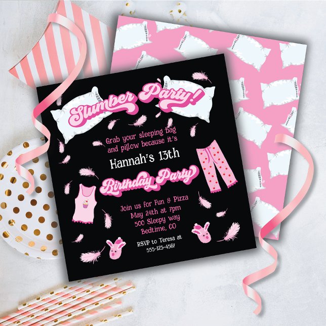 Slumber Party Pillow Fight Birthday Invitation (Creator Uploaded)