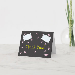 Slumber Party Pillow Fight Birthday Thank You Note Card