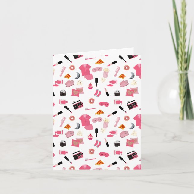 Slumber Party Pink Girl Kids Pattern Card (Front)