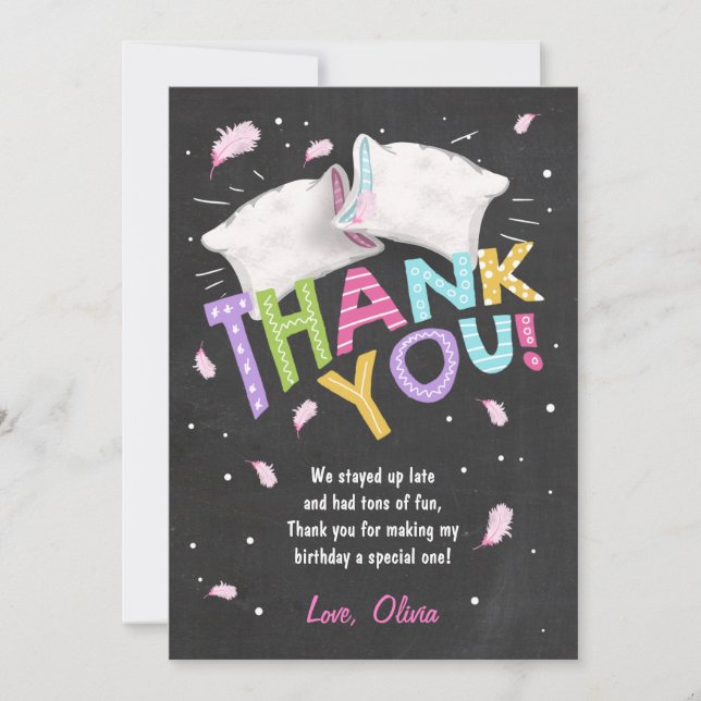 Slumber party Pyjamas Thank You Card Sleepover (Front)