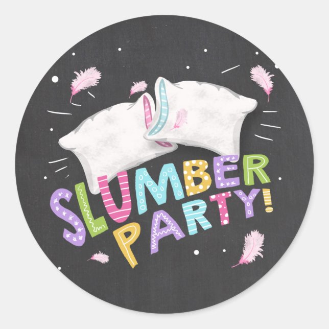 Slumber Party Sleepover Envelope seal stickers (Front)