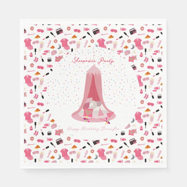 Slumber Party Sleepover Tent Kids Birthday Party Napkin (Front)