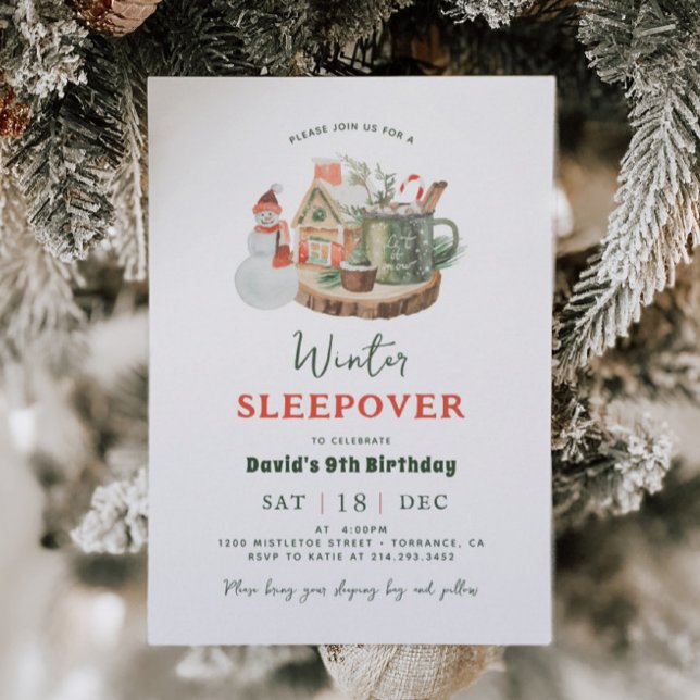 Slumber Party Winter Sleepover Birthday Party  Invitation (Creator Uploaded)