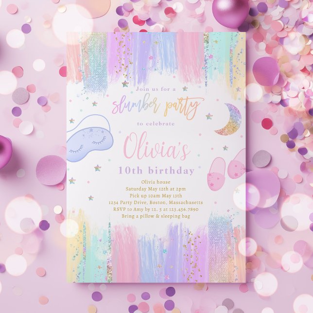 Slumber Sleepover Birthday Party Teen Tween Party Invitation (Creator Uploaded)