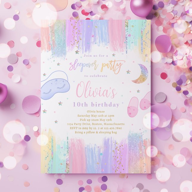 Slumber Sleepover Birthday Party Teen Tween Party Invitation (Creator Uploaded)