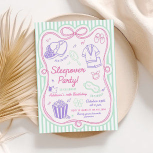 Slumber Sleepover Party Girl Birthday Invitation