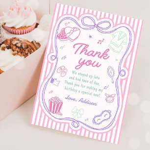 Slumber Sleepover Party Girl Birthday Thank You Card