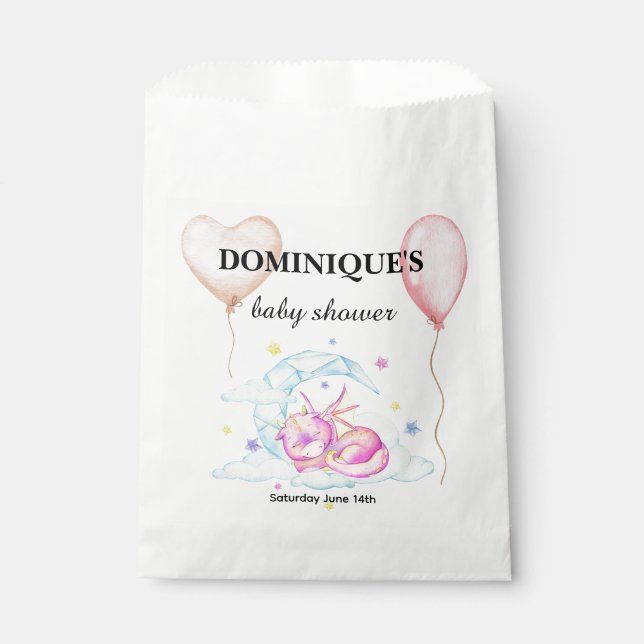 Slumbering Dragon Dreams - Baby Shower Favour Bags (Front)