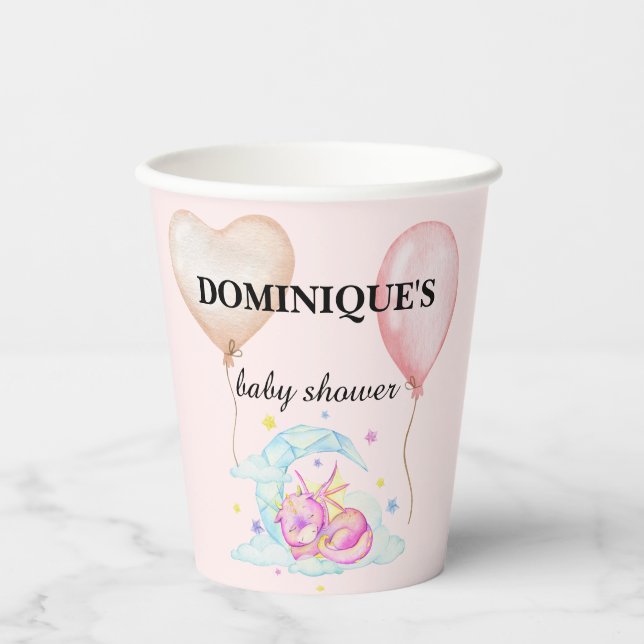 Slumbering Dragon Dreams - Baby Shower  Paper Cups (Front)