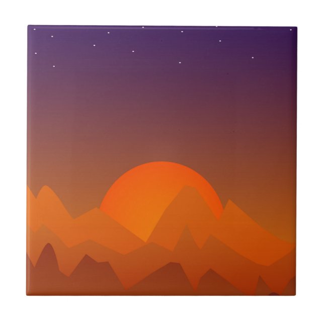 Slumbering Hills Southwest Landscape Art Sunset Tile (Front)