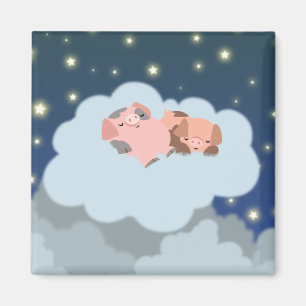 Slumbering Piglets cartoon magnet