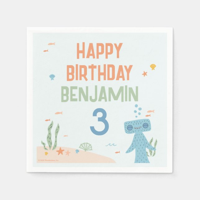 Slumberkins Hammerhead Birthday Napkin (Front)