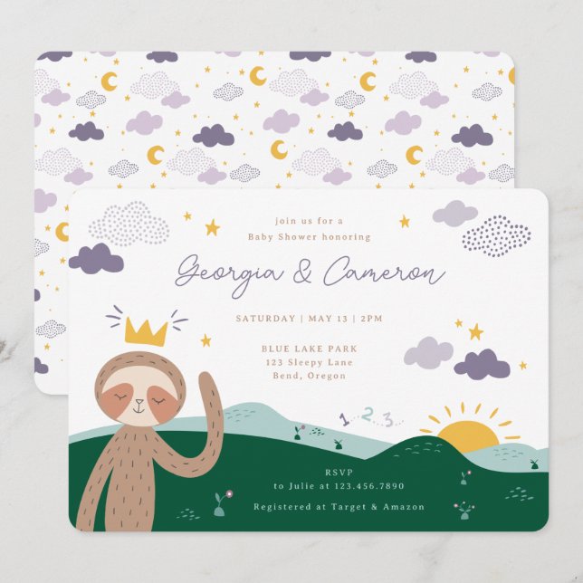 Slumberkins Sloth Baby Shower Invitation (Front/Back)