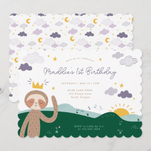 Slumberkins Sloth Birthday Party Invitation