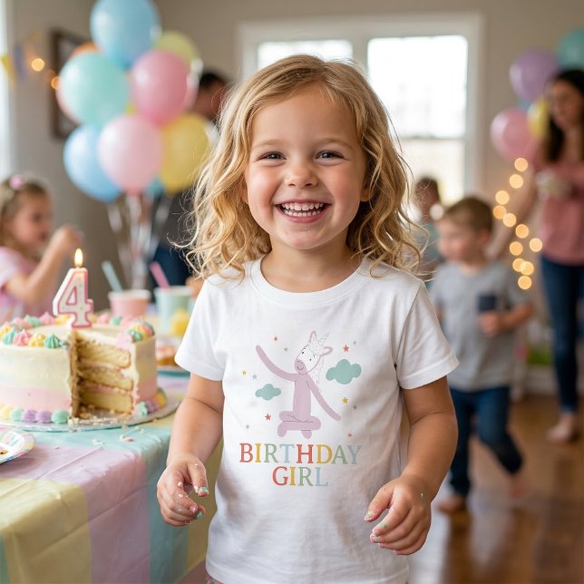 Slumberkins Unicorn Birthday Girl Toddler T-Shirt (T-shirt simulated on child)