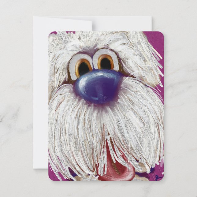 Slurpy Happy Eager Dog Oil Painted Notecard (Front)