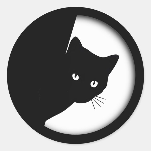 Sly Black Cat Classic Round Sticker (Front)