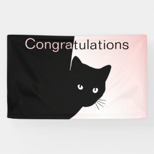Sly Black Cat Congratulations Pink Banner