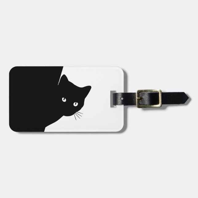 Sly Black Cat Luggage Tag (Front Horizontal)