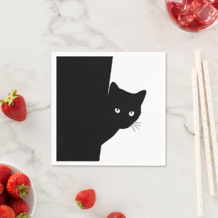 Sly Black Cat Napkin