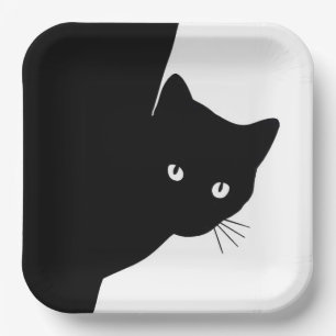 Sly Black Cat Paper Plate