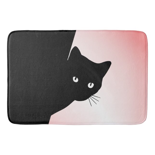 Sly Black Cat Pink Bath Mat (Front)