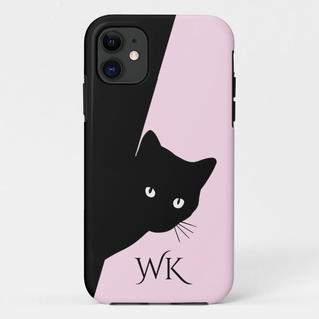 Sly Black Cat Pink Case-Mate iPhone Case (Back)