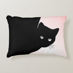Sly Black Cat Pink Decorative Cushion