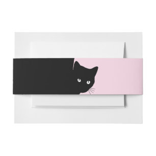Sly Black Cat Pink Invitation Belly Band