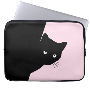 Sly Black Cat Pink Laptop Sleeve